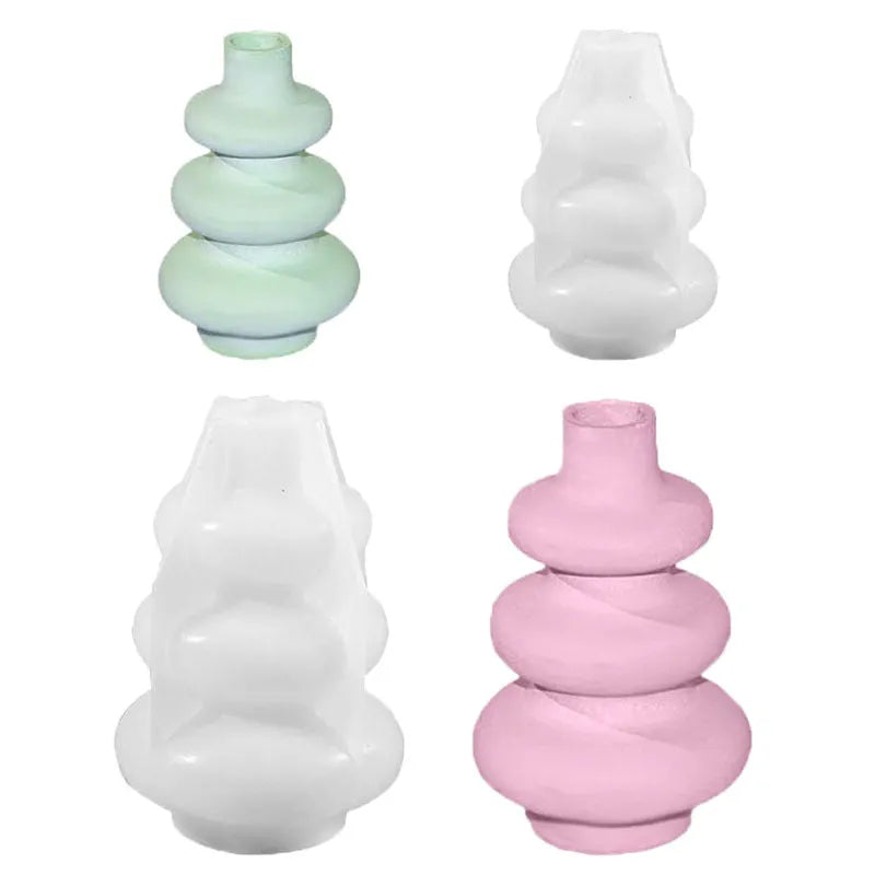 Three layer circle vase silicone mould in modern irregular shape design