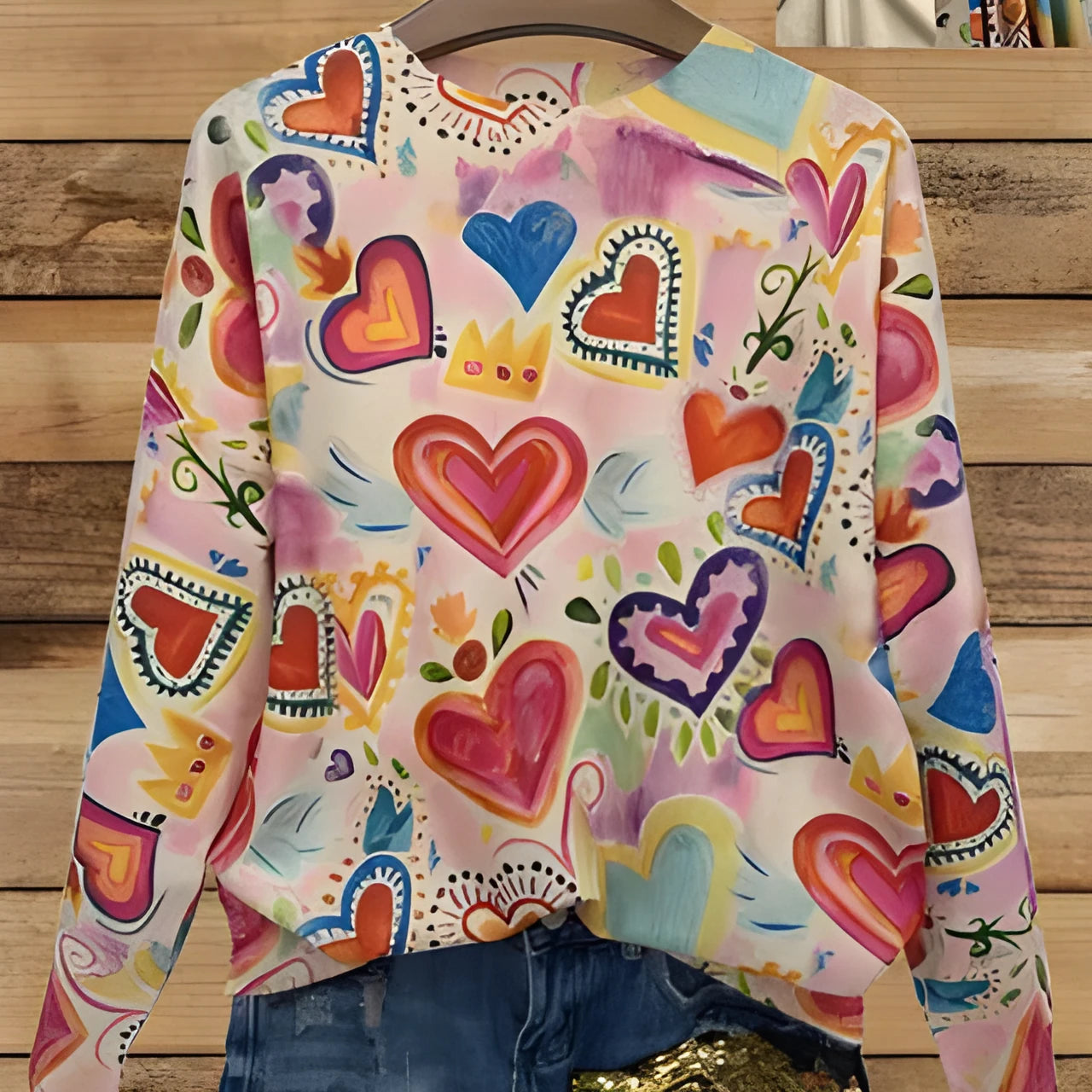 Loose fit digital printed top with lapel collar available in sizes S to 5XL