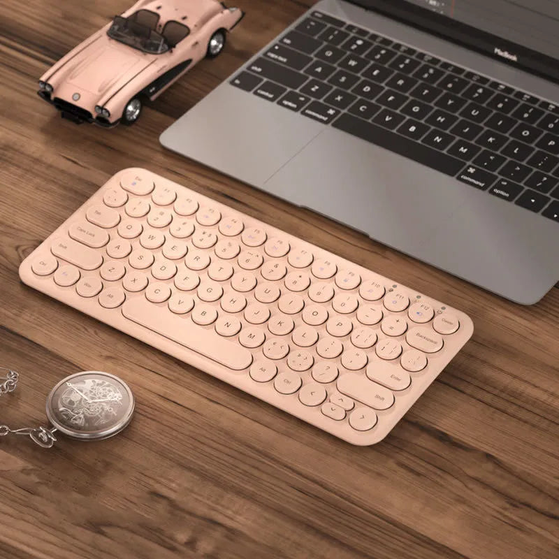 Ultra-thin wireless keyboard and mouse set with quiet keys in black, white or pink colour options