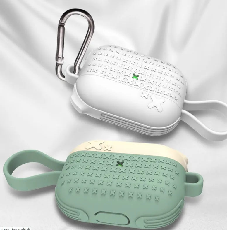 Silicone cover for Apple Airpods Pro charging case in Black, Green, and White