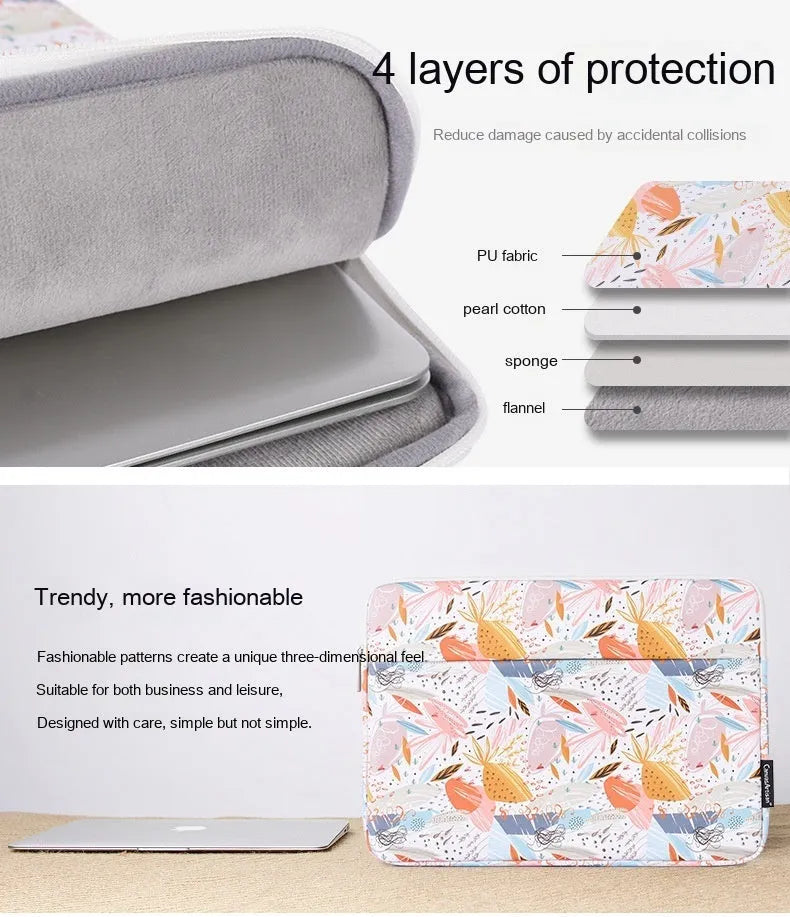 White waterproof PU leather 14-inch laptop bag or sleeve for computer protection.