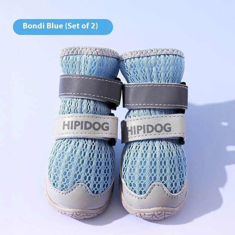 Cartoon style dog shoes in Bondi Blue colour made from breathable PU material for summer wear