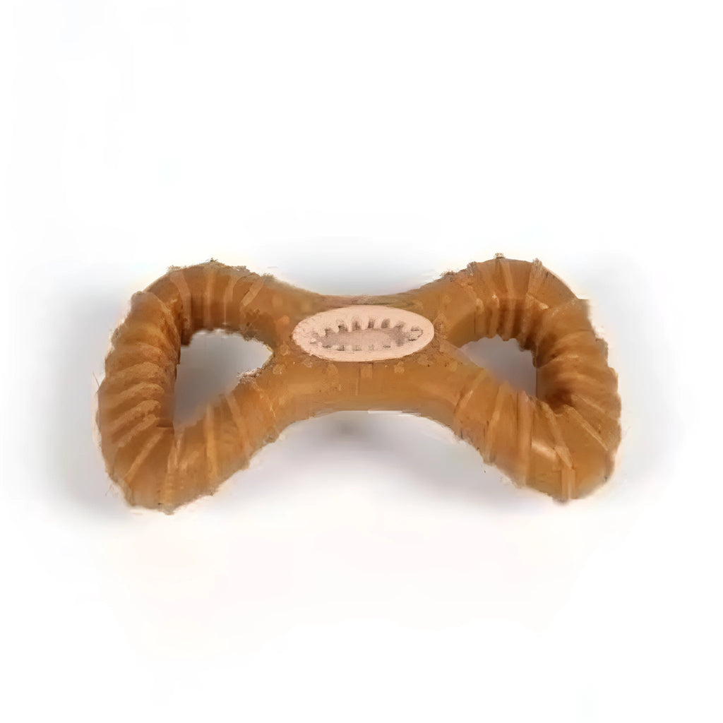 Durable dog chew bone toy for teeth cleaning, shown in 8-shape and Y-shape options.