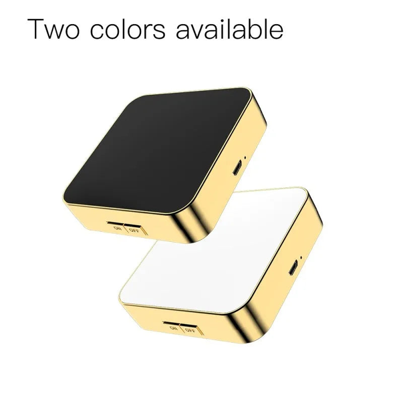 Makeup mirror with dual magnification and adjustable lighting in black or white colour options