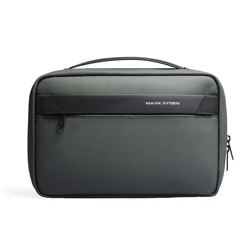 Oxford cloth wet dry separation multi-layer storage bag in graphite gray with sewing line detail.