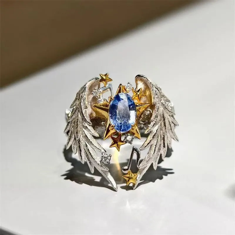 Geometric alloy fashion ring with adjustable opening in metallic finish