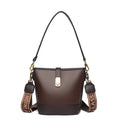 Korean style women's bucket bag in black with double shoulder straps and internal organiser compartments