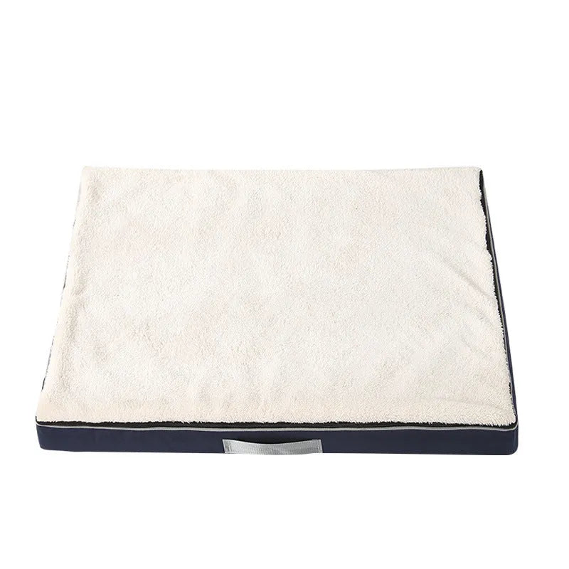Removable cover memory foam dog mat in brown, shown in a 100x75cm size.