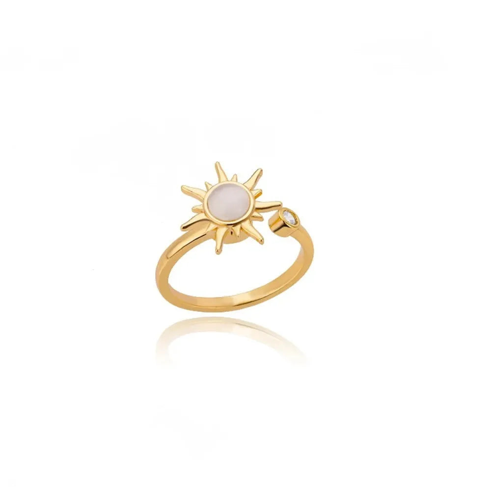 Women's adjustable rotatable decompression ring in gold or platinum electroplated finish