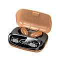 M35 wood grain finish TWS Bluetooth headphones with charging case