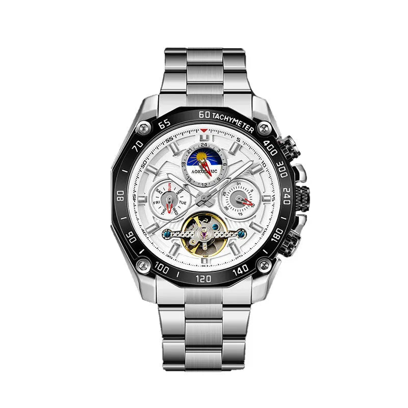 Men's automatic mechanical watch with 12mm thickness in various colour combinations