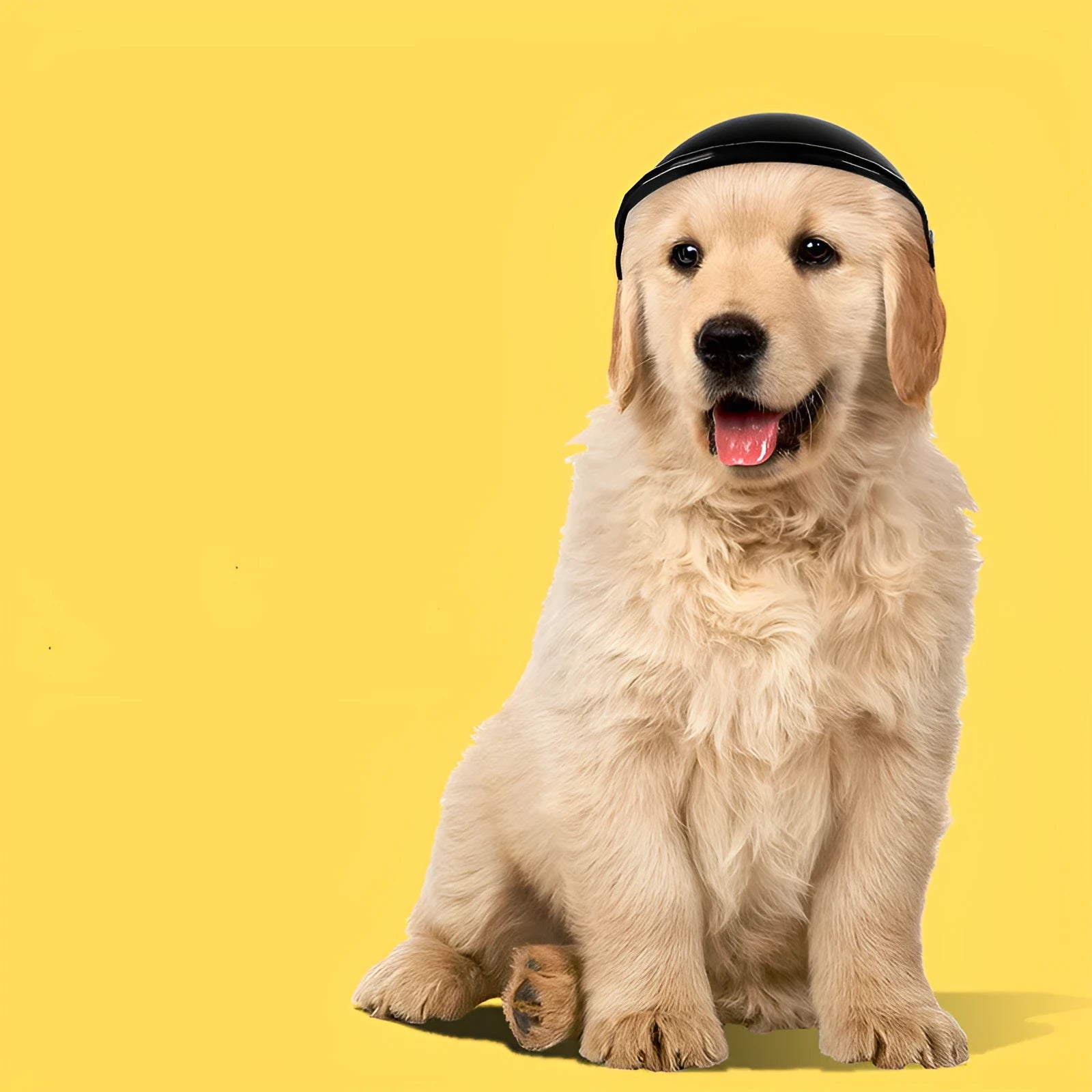 Small S size plastic pet helmet for dogs and cats in pink, black, yellow, or green colours.