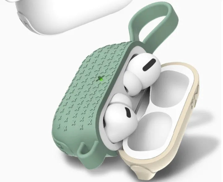 Silicone cover for Apple Airpods Pro charging case in Black, Green, and White
