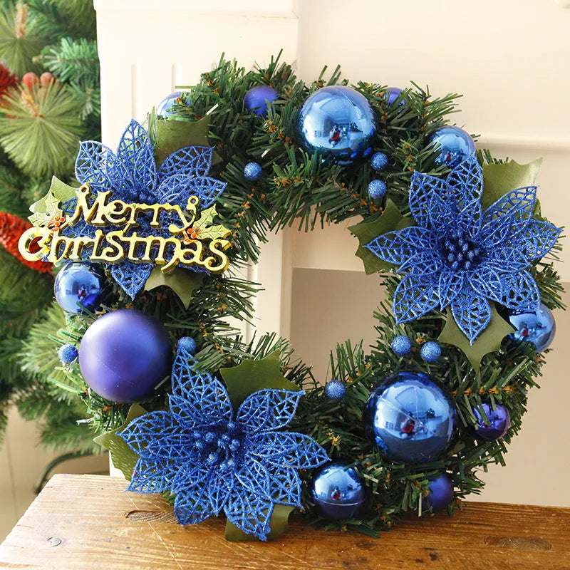 30cm plastic Christmas wreath decoration in multicolour options for door and garden display