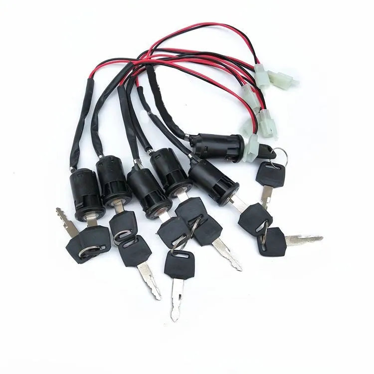 Waterproof electric car door lock with ignition key in plastic housing