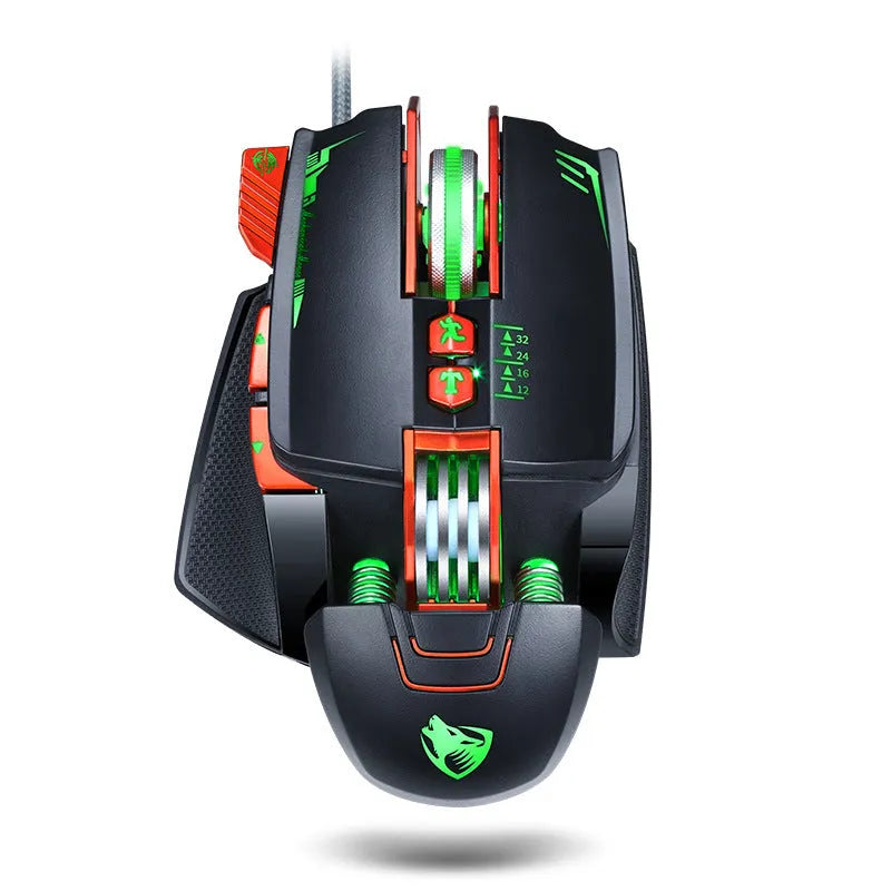 Thunder Wolf V9 wired gaming mouse with six buttons in black or grey colour