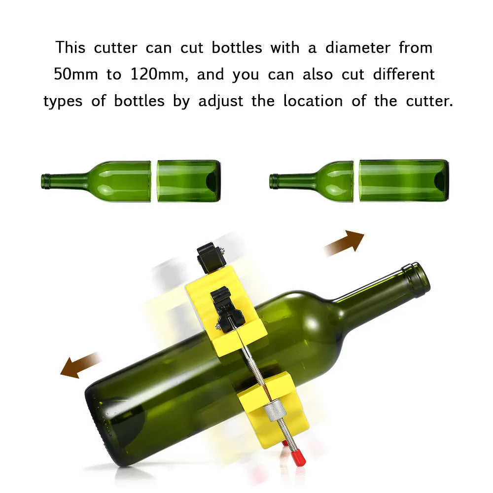 Yellow DIY bottle cutter for cutting glass bottles between 50mm and 120mm in diameter