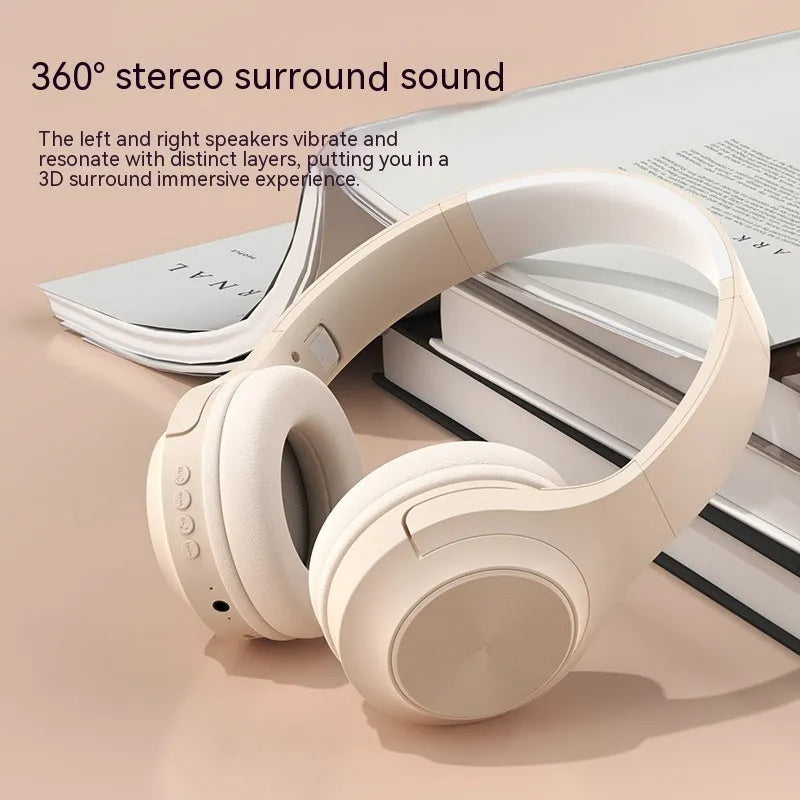 Personalized wireless Bluetooth headset with head-mounted design in ivory white, chalk black, and youth green colour options