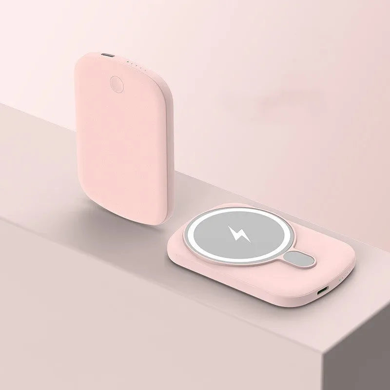 Magsafe magnetic wireless power bank in four colour options with 5000mAh or 10000mAh capacity