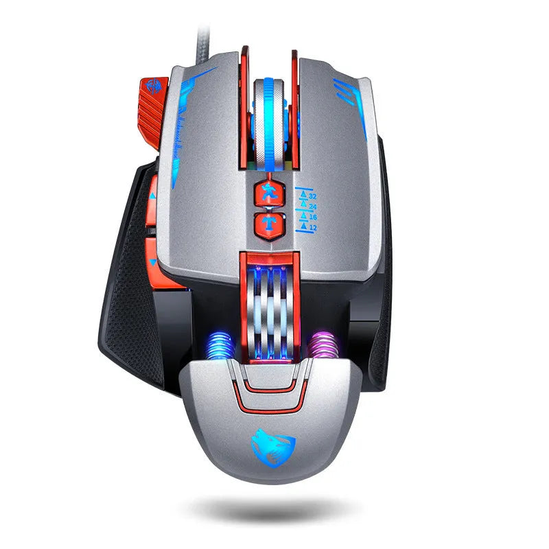 Thunder Wolf V9 wired gaming mouse with six buttons in black or grey colour