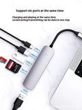 Type-C 7-in-1 expansion dock with HDMI port, USB 3.0 ports, card reader, and a 15 cm cable.