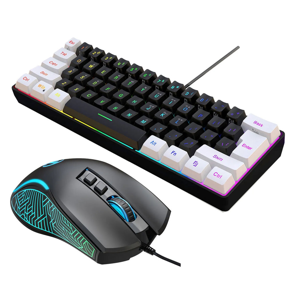 Simple wired 61 key membrane keyboard in white and black colour with compact 28.7cm design