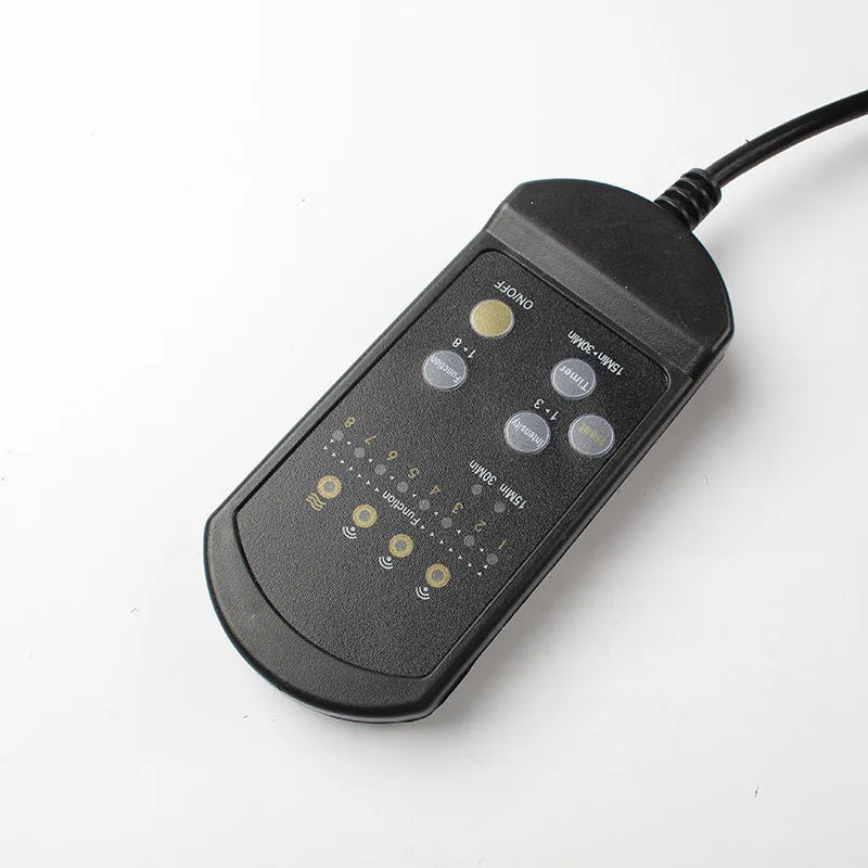 Black electric heating and massage mat seat cushion with infrared physiotherapy function.