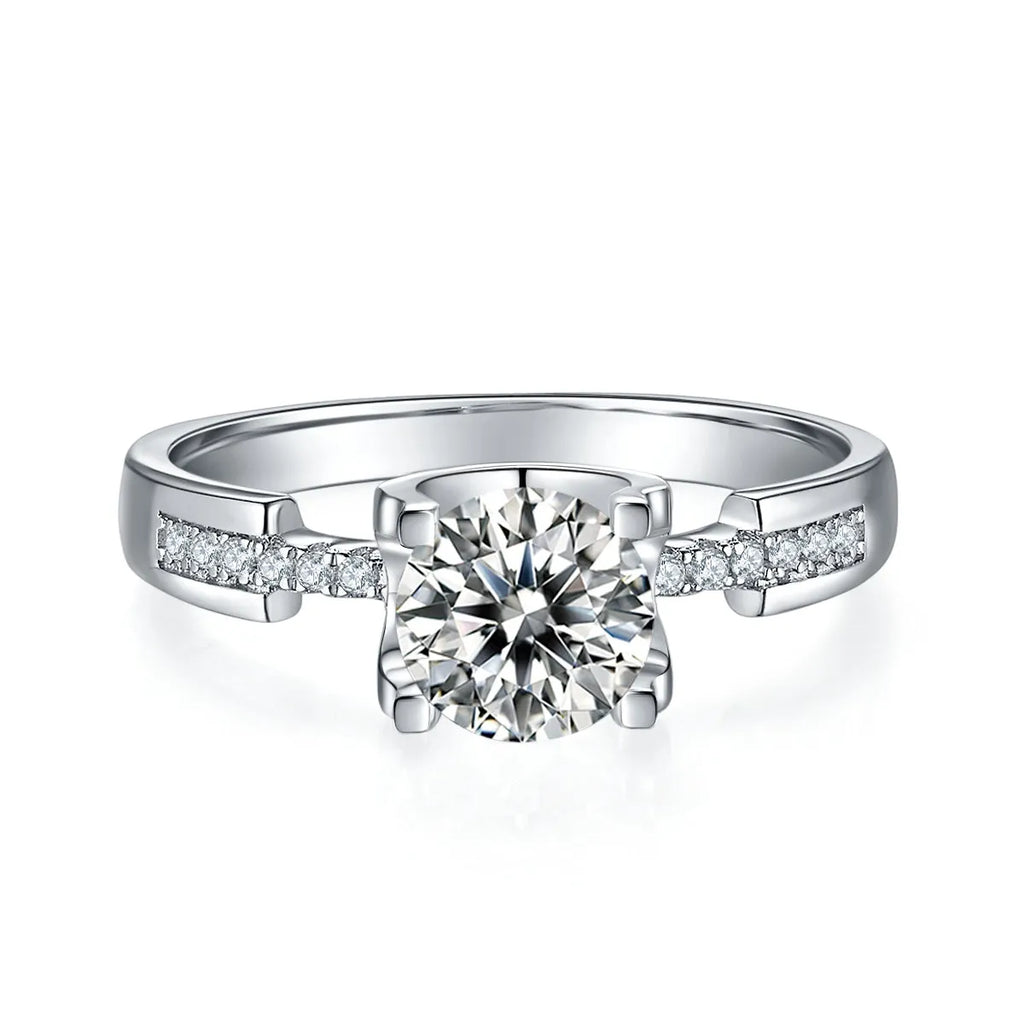 1-carat moissanite wedding ring set S925 silver platinum plated with diamond pen inspection