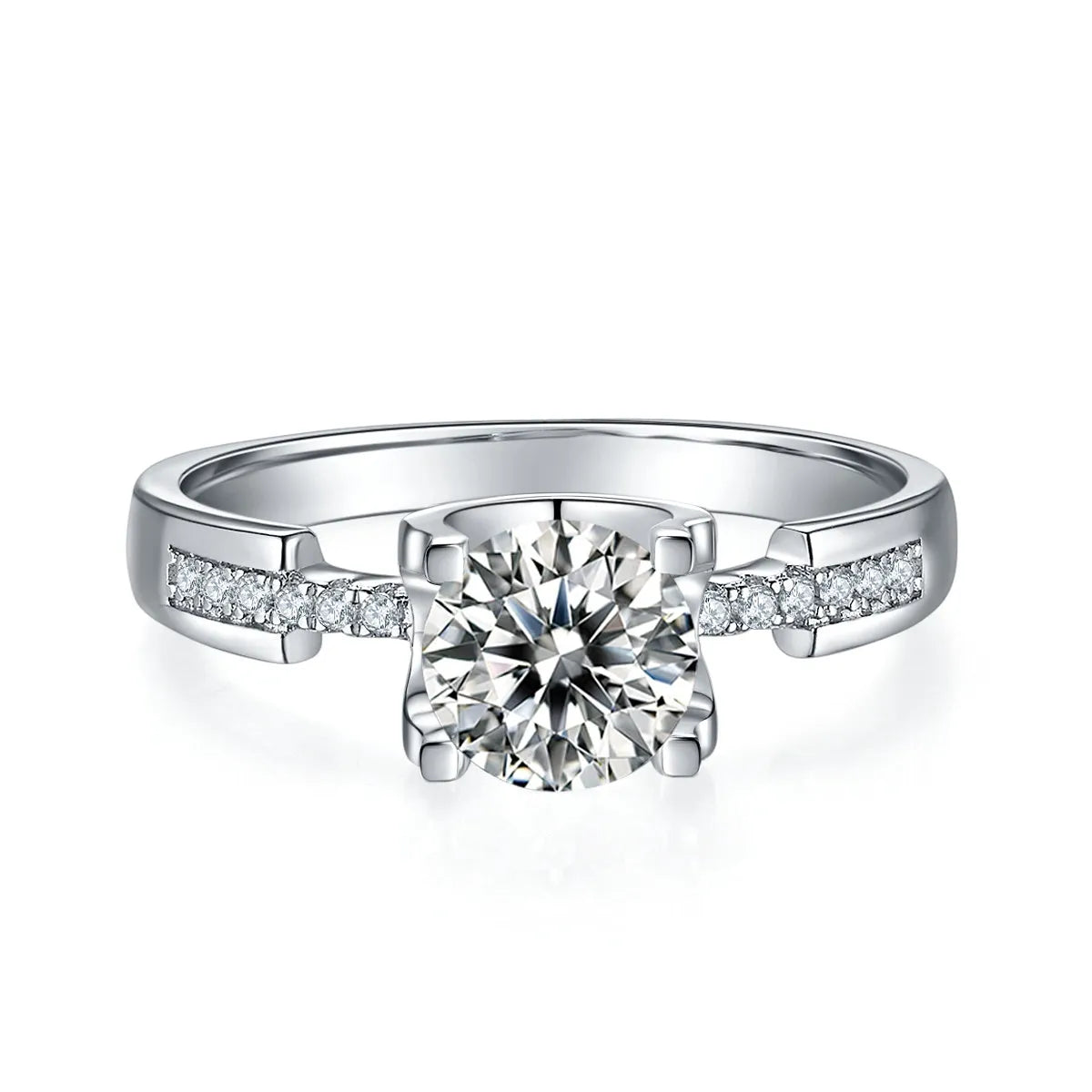 1-carat moissanite wedding ring set S925 silver platinum plated with diamond pen inspection