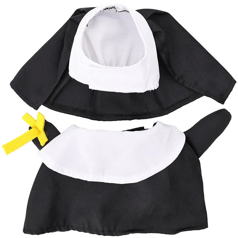 Black polyester nun costume for cats and dogs worn as Halloween pet dress up