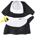 Black polyester nun costume for cats and dogs worn as Halloween pet dress up