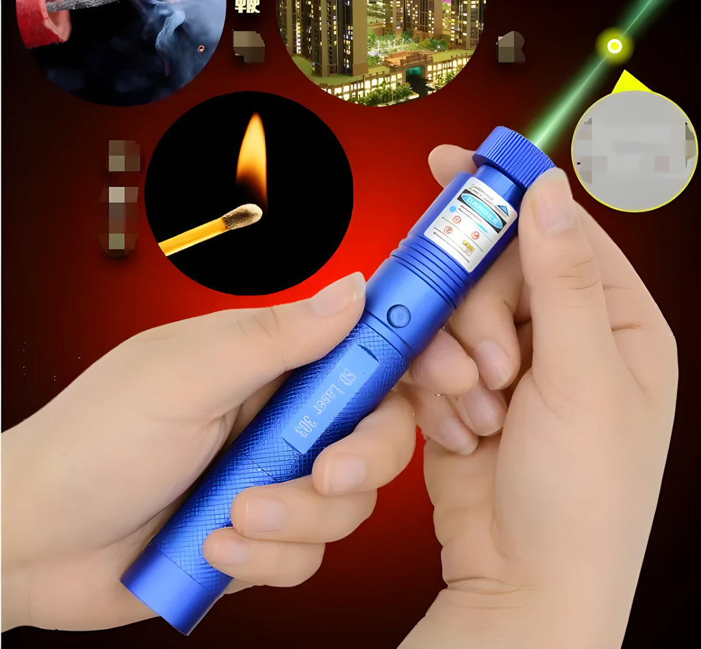 Green light laser flashlight with aluminium alloy body blue colour 16 cm length