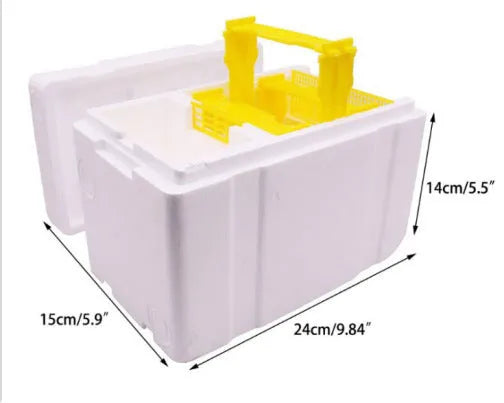 Three white EPS foam mini delivery boxes for bee mating and pollination procedures