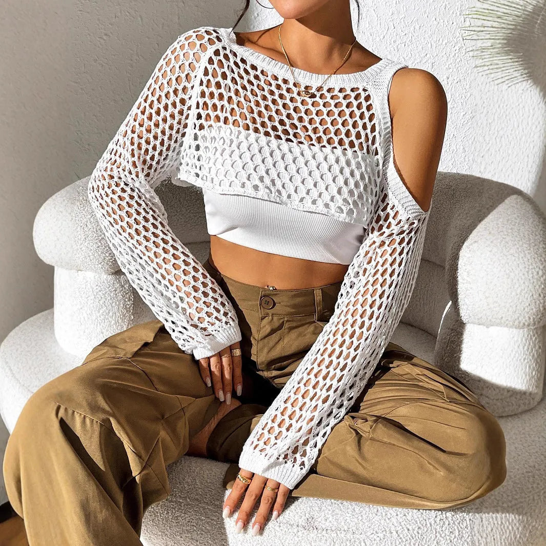 Mesh hollowed navel shirt in multiple colours including army green and lake green