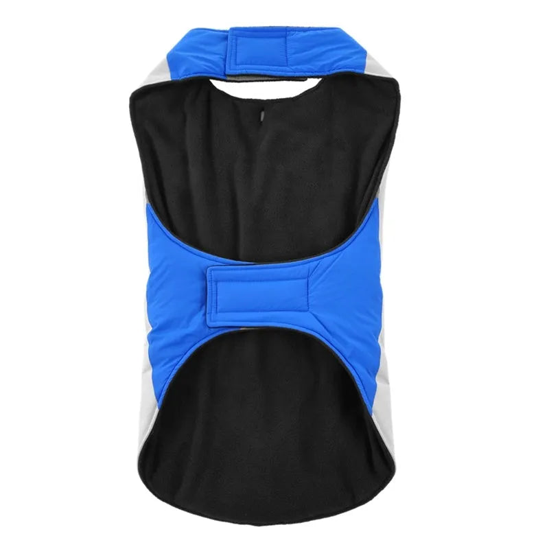 MPet reflective dog coat in blue for large dogs with high-visibility strips for night walks