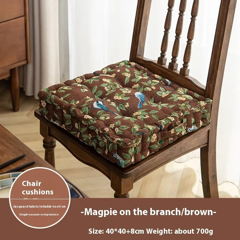 American dining chair back cushion with floral bird pattern, 40×40×8cm dimensions