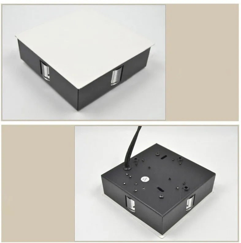 Modern square and round aluminium LED wall lights with iron lampshades in warm white or white light