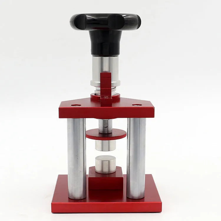 Watch repair tool with spiral cap presser and 20 plastic molds for back cover installation