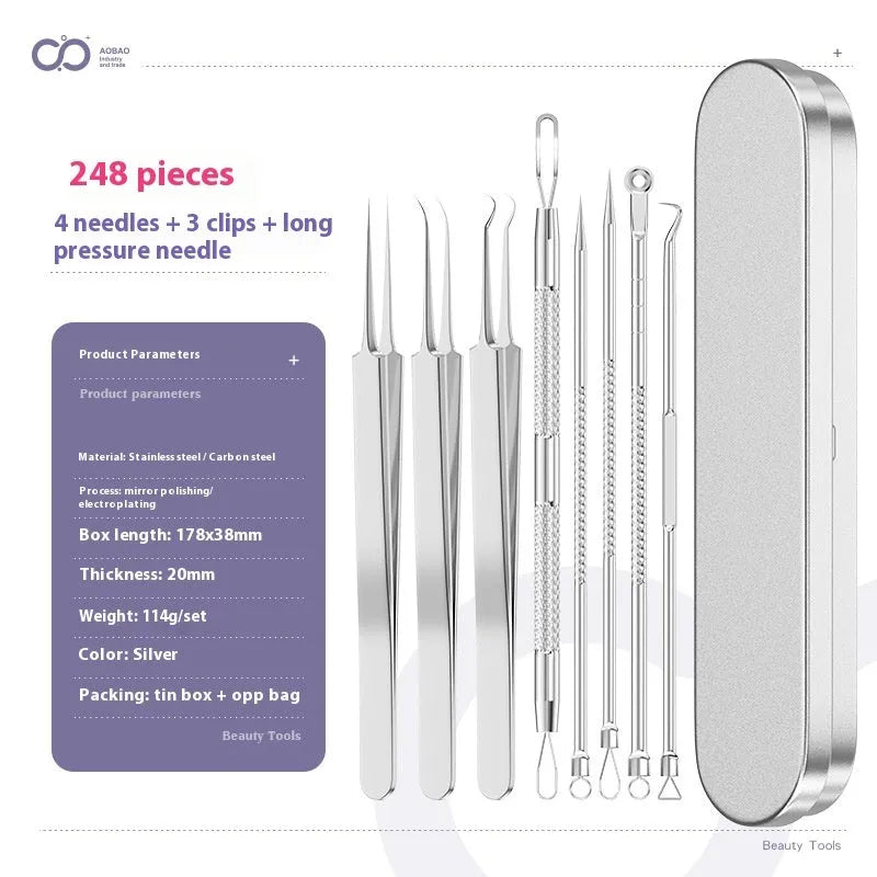 4-piece metal acne needle set with ultra fine pointed tips for precise skin treatment applications