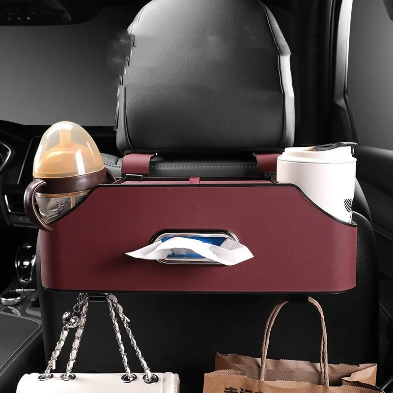 Genuine leather car tissue box and cup holder organiser in five colour options