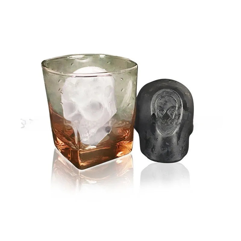Silicone Halloween skull ice cube tray showing 3D mould cavities