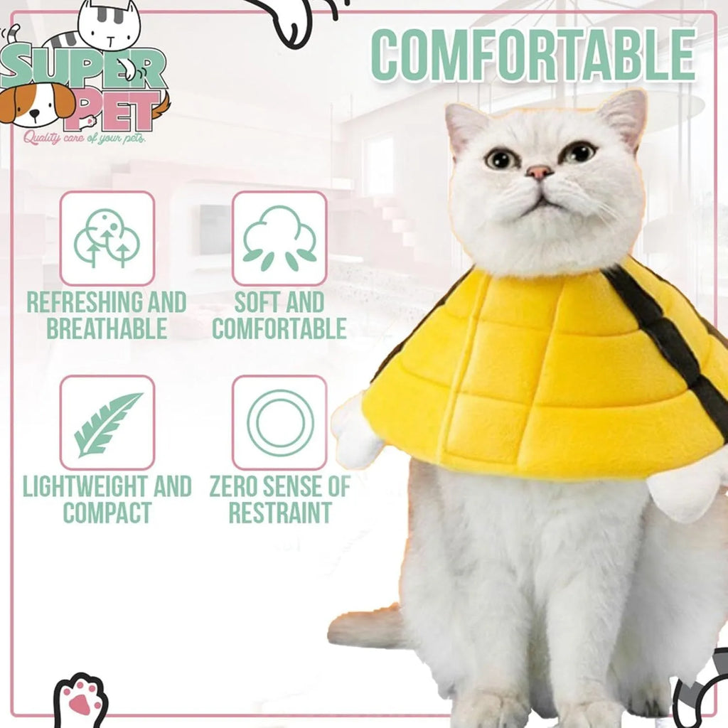 Soft bee design cat cone collar with velcro closure in adjustable sizes