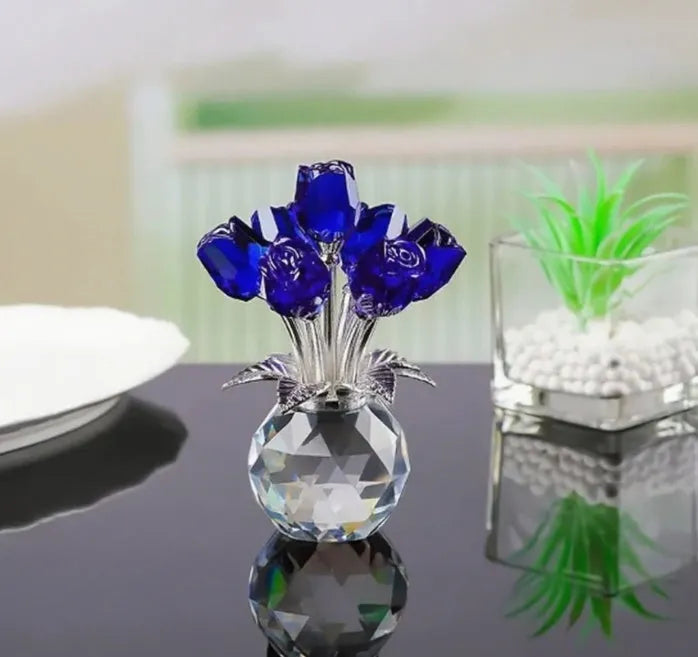 Crystal rose geometric ornament with wire drawing texture in Chinese-style design