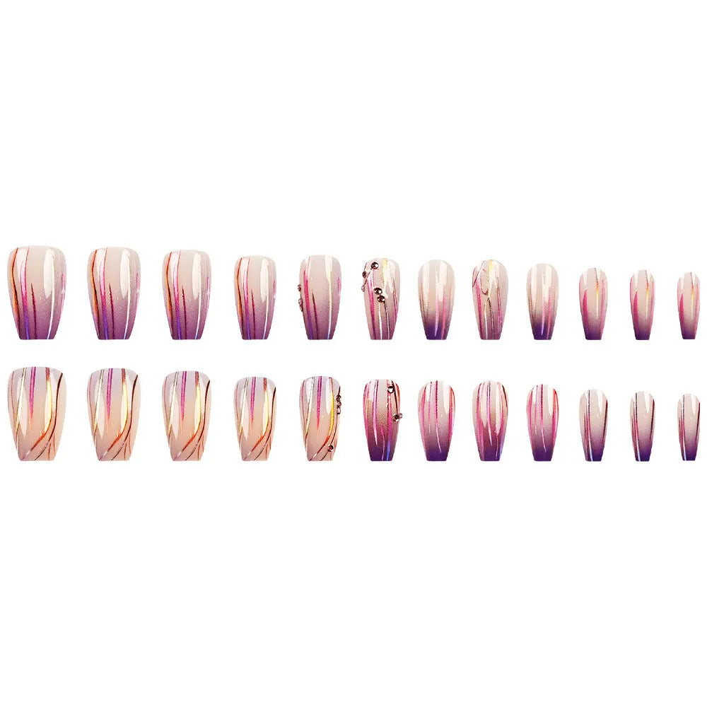 Magic purple gradient nail stickers with starry sky pattern and jelly glue bottle