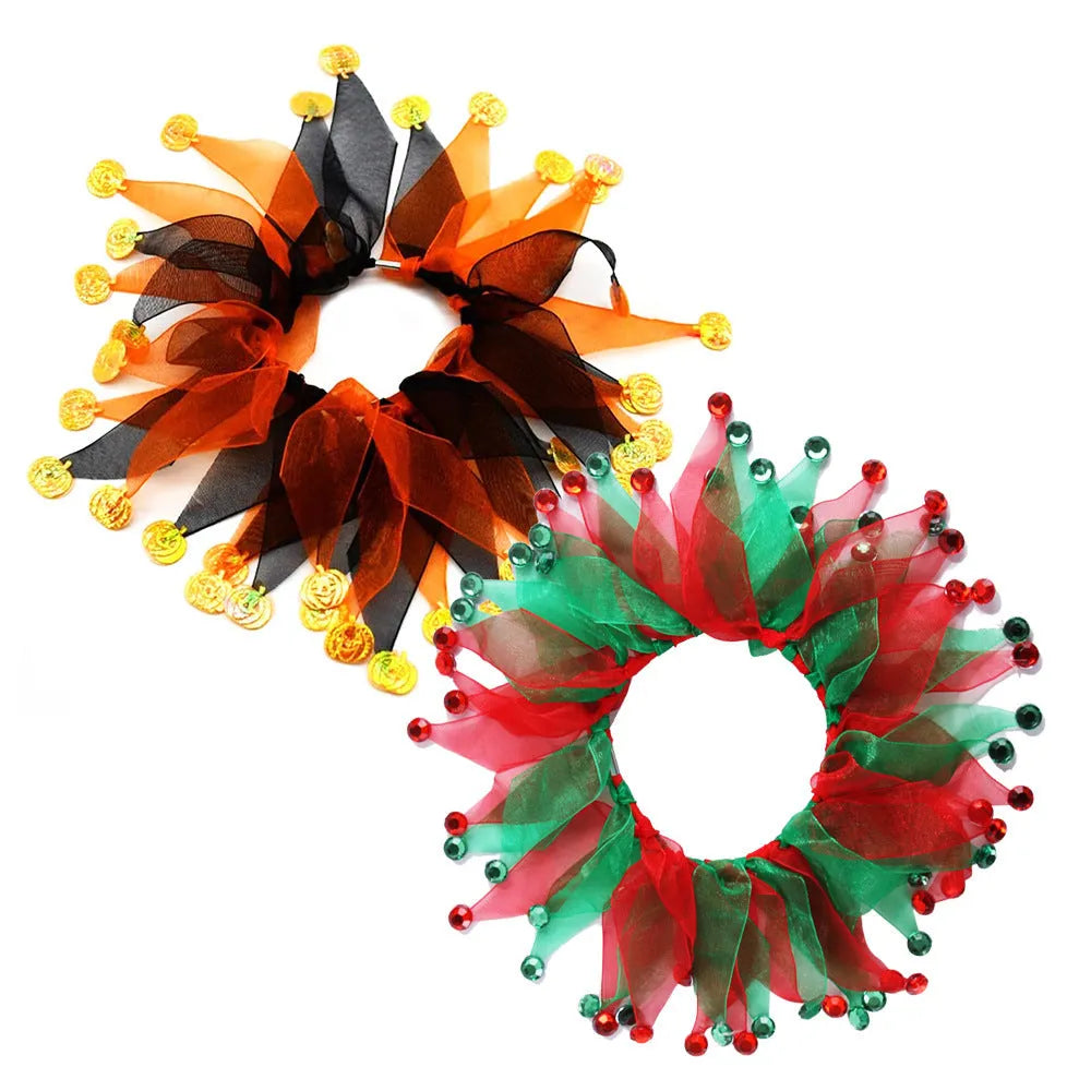 Tie dye dog collar in cloth material showing colour pattern options