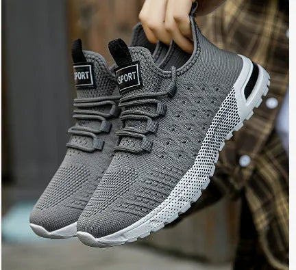 Men's mesh casual shoes in solid colour design showing size and colour options