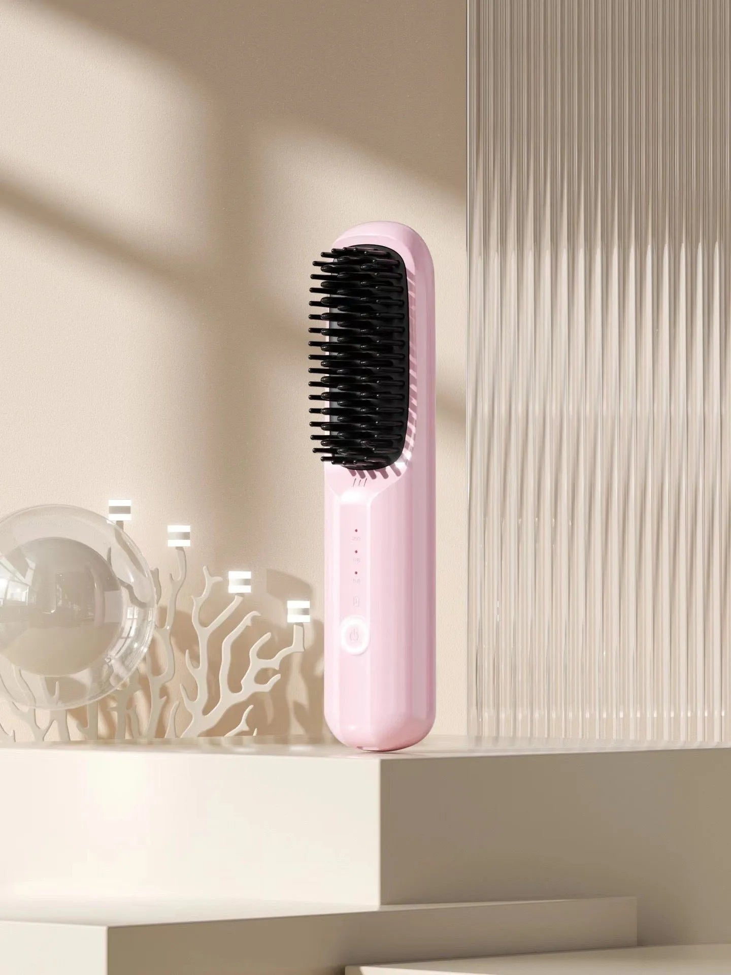 Anion wireless straight comb in beige, pink, purple, and black colour options
