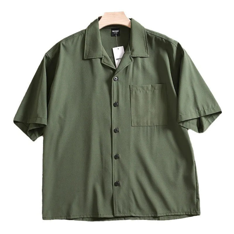 Men's lightweight loose fit short sleeve shirt in pure cotton polyester blend