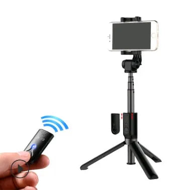 Aluminium alloy Bluetooth selfie stick with remote control and extendable phone clip