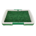 Green turf pet dog grass patch toilet with three layers and removable base tray for indoor potty training
